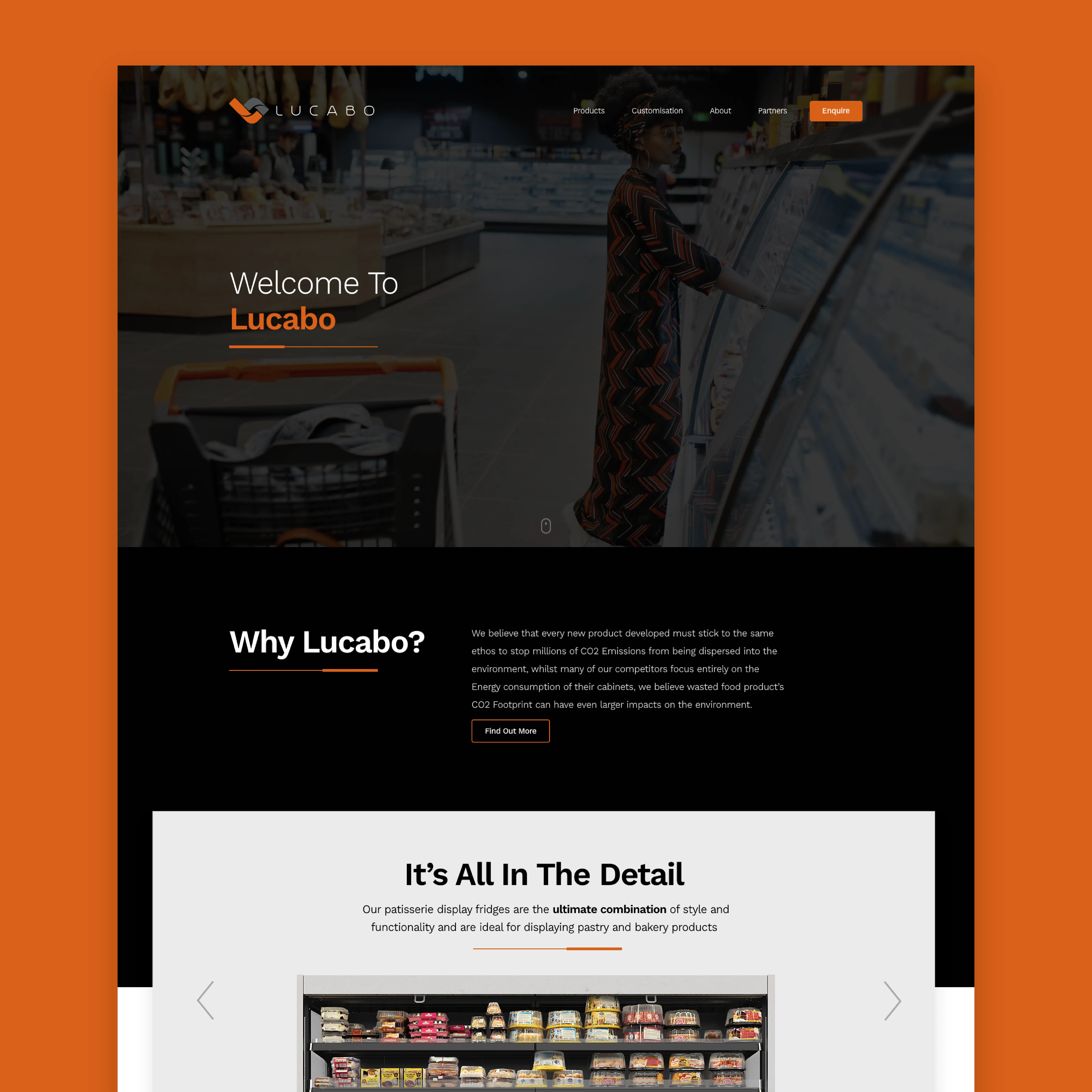 the homeapage of lucabo website
