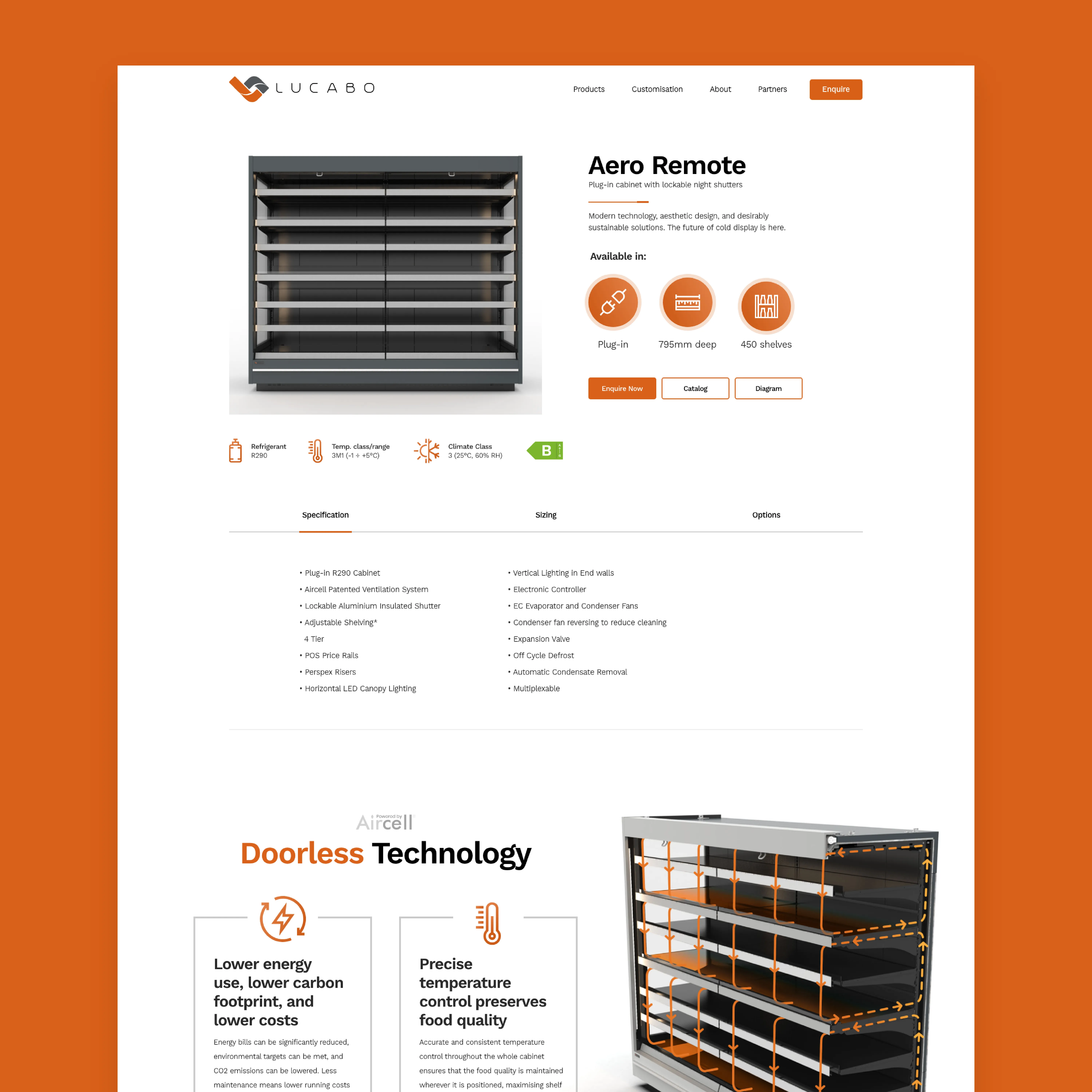 a product showcase page in lucabo website