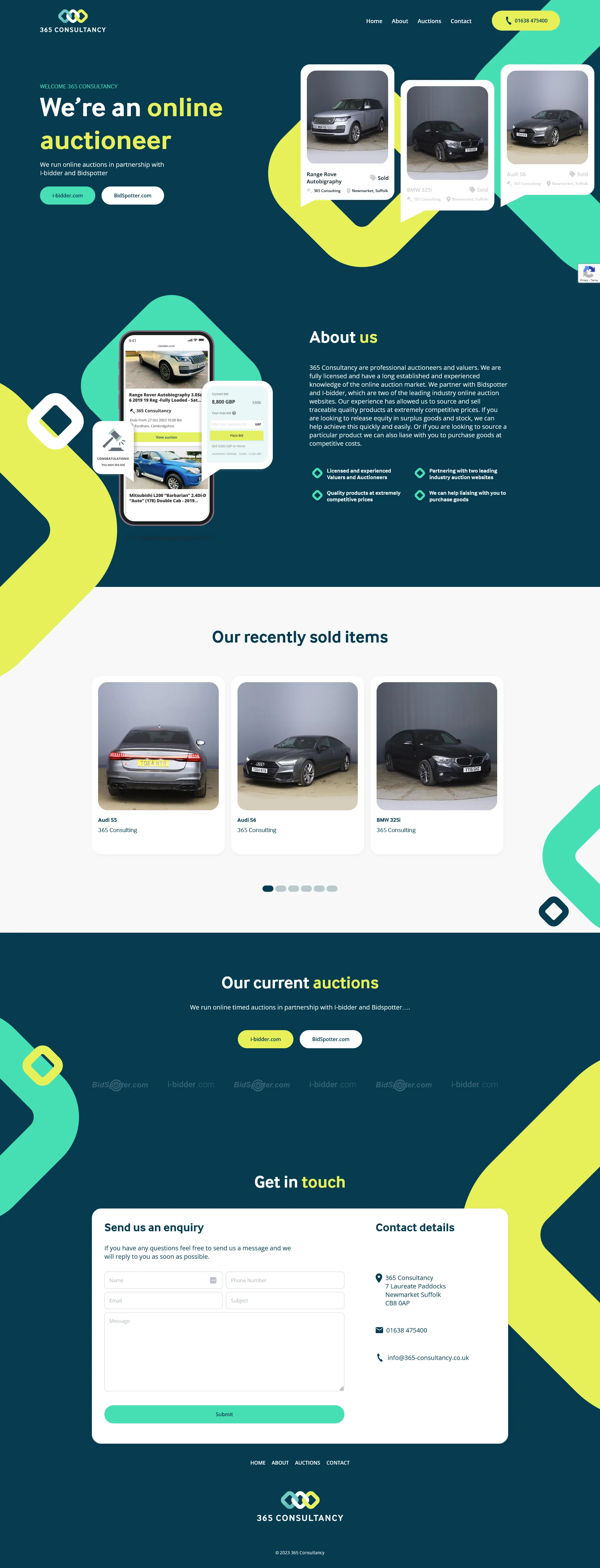 car auction landing page