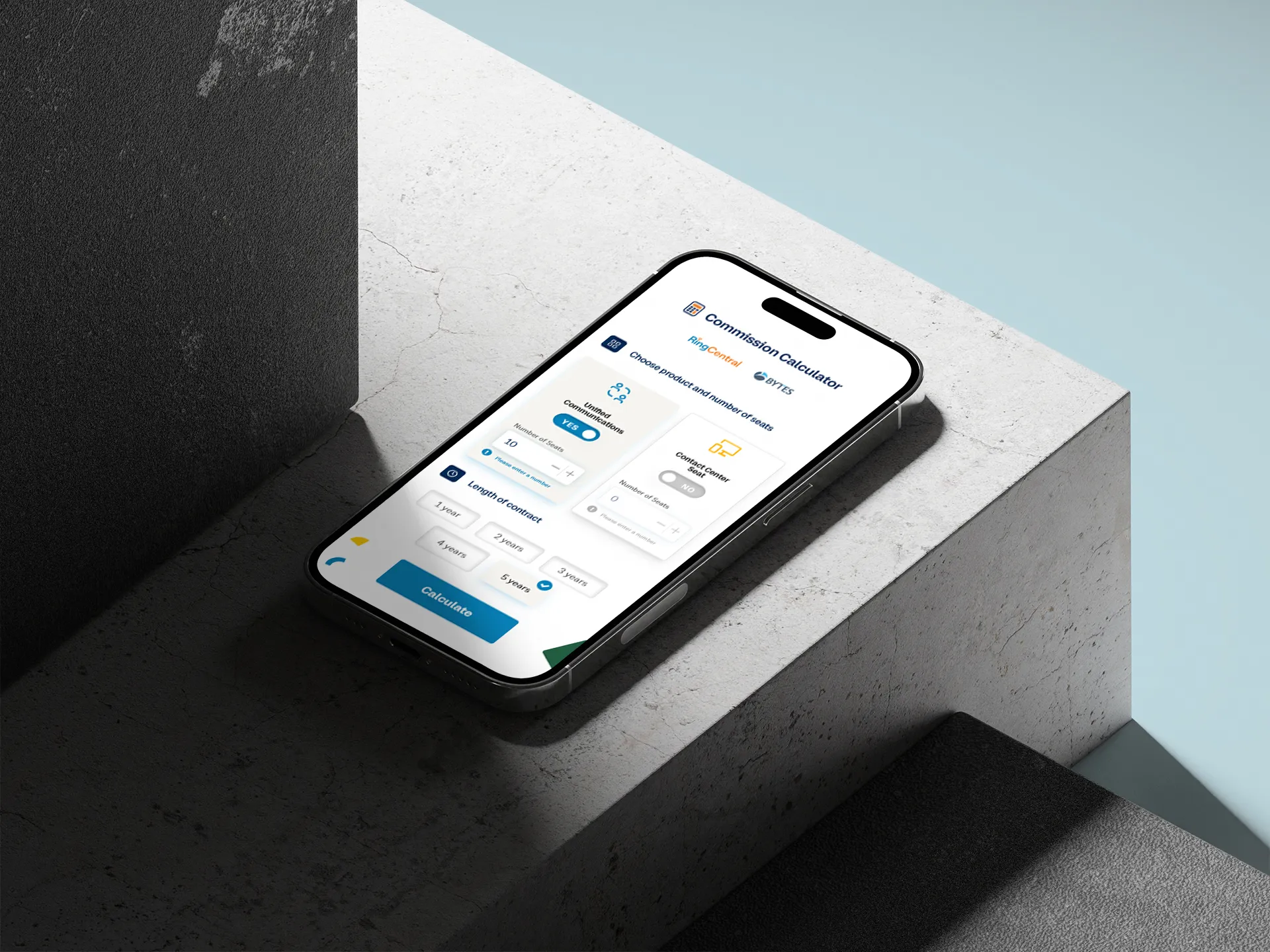 commission calculator mobile view