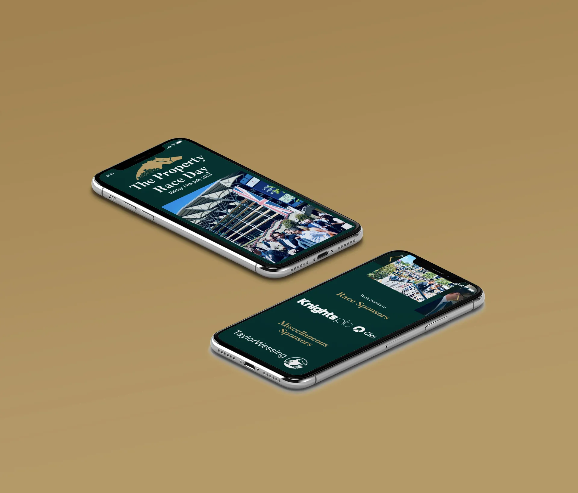 two iphones displaying a charitable event website