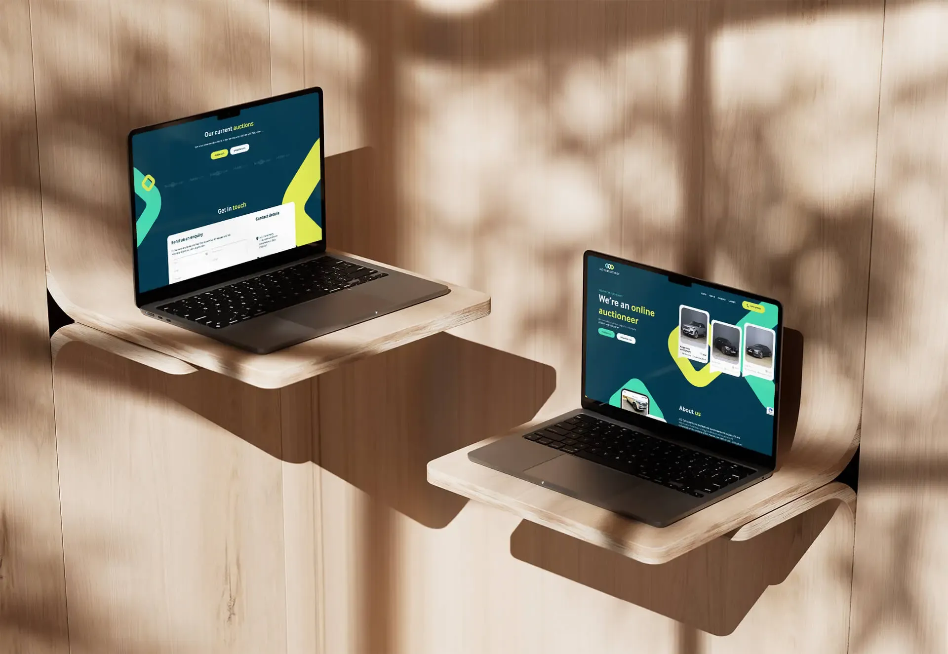 car auction landing page laptop mockup