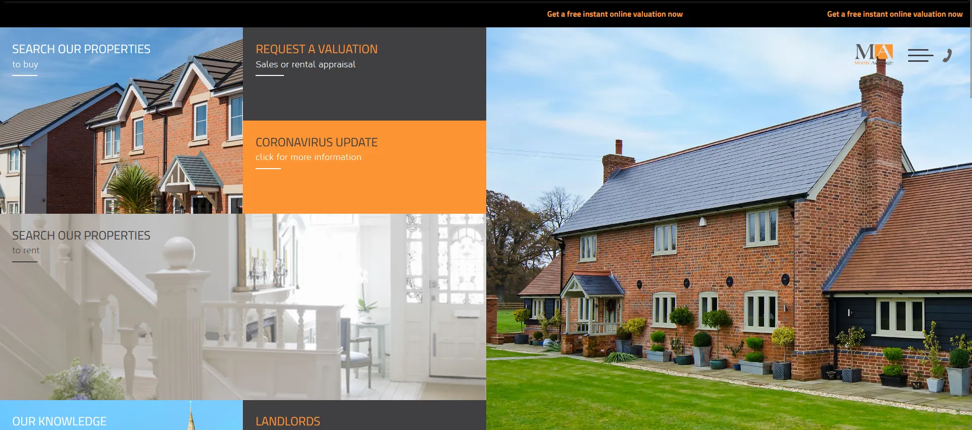 screenshot of the old look of the morris armitage website
