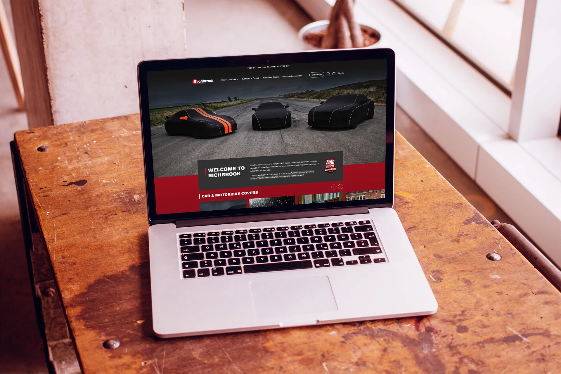 car accessories retailer website in laptop screen