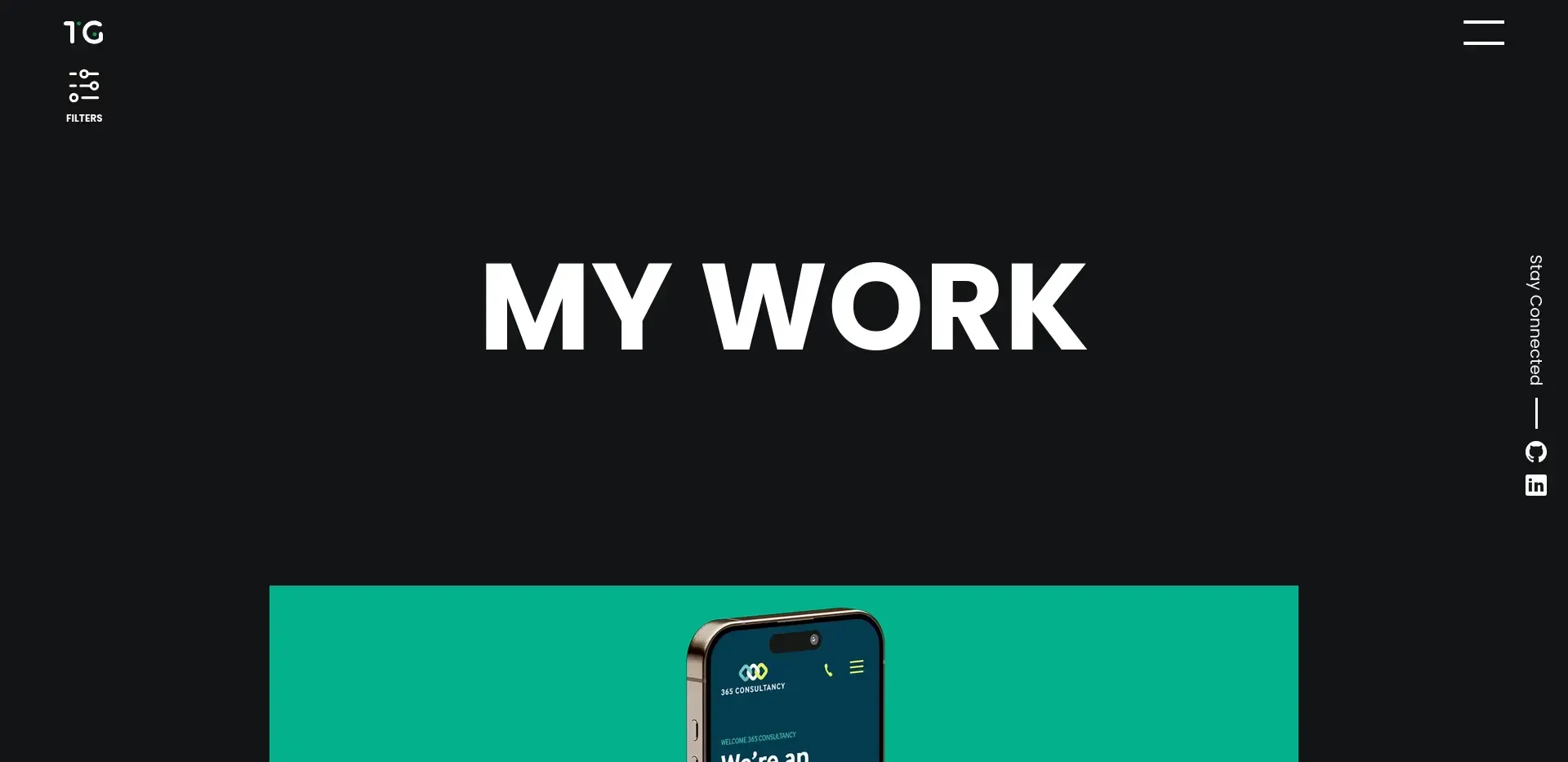 the old WordPress work page with a large MY WORK heading